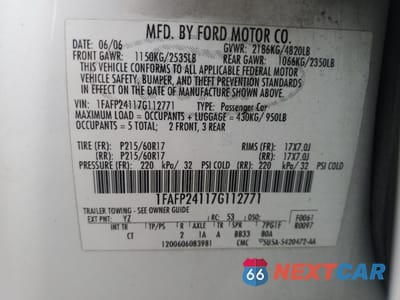 Zdjęcie 14 z 16 samochodu: 2007 FORD FIVE HUNDRED SEL VIN:1FAFP24117G112771 - miniatura