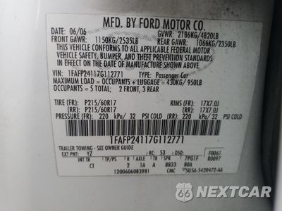 Zdjęcie 14 z 16 samochodu: 2007 FORD FIVE HUNDRED SEL VIN:1FAFP24117G112771 - miniatura