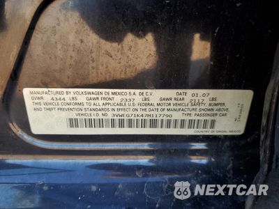 Zdjęcie 14 z 14 samochodu: 2007 VOLKSWAGEN JETTA WOLFSBURG VIN:3VWEG71K47M117790 - miniatura