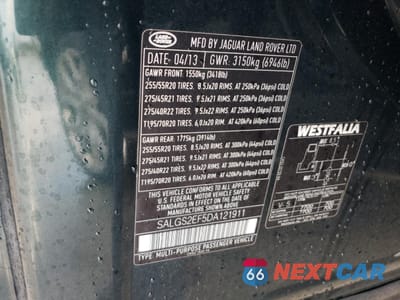 Zdjęcie 16 z 16 samochodu: 2013 LAND ROVER RANGE ROVER SUPERCHARGED VIN:SALGS2EF5DA121911 - miniatura