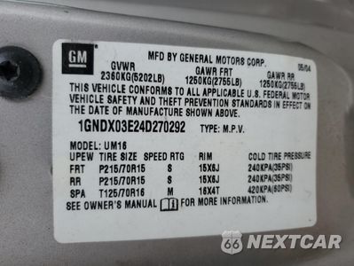 Zdjęcie 13 z 13 samochodu: 2004 CHEVROLET VENTURE VIN:1GNDX03E24D270292 - miniatura