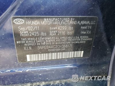 Zdjęcie 13 z 13 samochodu: 2012 HYUNDAI SONATA GLS VIN:5NPEB4AC2CH368171 - miniatura