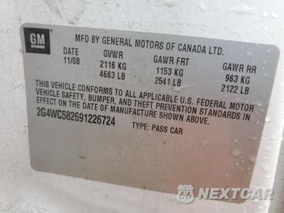 Zdjęcie 13 z 13 samochodu: 2009 BUICK LACROSSE CX VIN:2G4WC582691226724 - miniatura