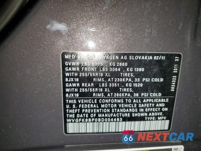 Zdjęcie 15 z 16 samochodu: 2011 VOLKSWAGEN TOUAREG V6 TDI VIN:WVGFK9BP0BD004463 - miniatura