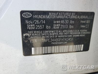 Zdjęcie 14 z 15 samochodu: 2015 HYUNDAI SONATA SPORT VIN:5NPE34AB0FH143451 - miniatura