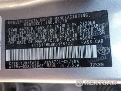 Zdjęcie 14 z 14 samochodu: 2019 TOYOTA CAMRY L VIN:4T1B11HK9KU166123 - miniatura