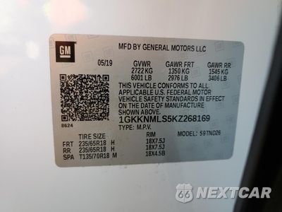 Zdjęcie 15 z 15 samochodu: 2019 GMC ACADIA SLT-1 VIN:1GKKNMLS5KZ268169 - miniatura