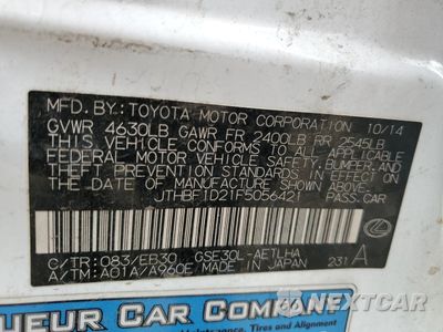 Zdjęcie 14 z 14 samochodu: 2015 LEXUS IS 250 VIN:JTHBF1D21F5056421 - miniatura