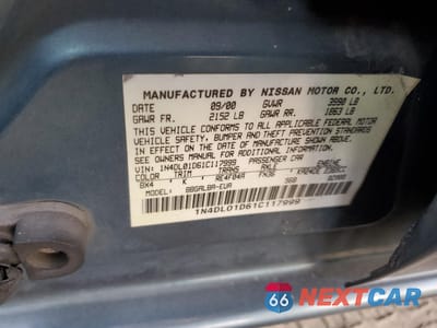 Zdjęcie 12 z 13 samochodu: 2001 NISSAN ALTIMA XE VIN:1N4DL01D61C117999 - miniatura