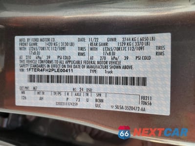 Zdjęcie 14 z 14 samochodu: 2023 FORD RANGER XL VIN:1FTER4FH2PLE00411 - miniatura