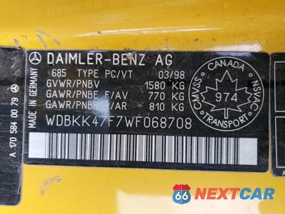 Zdjęcie 12 z 12 samochodu: 1998 MERCEDES-BENZ SLK 230 KOMPRESSOR VIN:WDBKK47F7WF068708 - miniatura