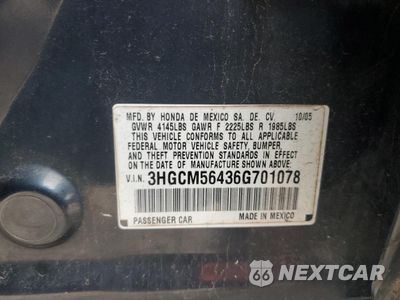 Zdjęcie 14 z 14 samochodu: 2006 HONDA ACCORD LX VIN:3HGCM56436G701078 - miniatura