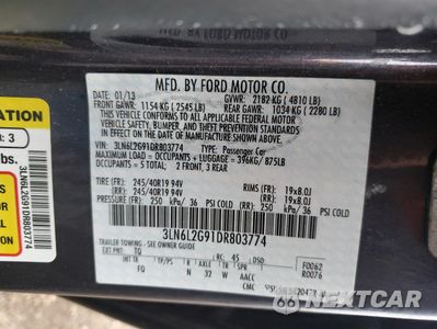Zdjęcie 12 z 12 samochodu: 2013 LINCOLN MKZ VIN:3LN6L2G91DR803774 - miniatura