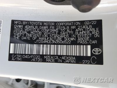 Zdjęcie 14 z 14 samochodu: 2022 TOYOTA COROLLA SE VIN:JTDS4MCE3N3506522 - miniatura