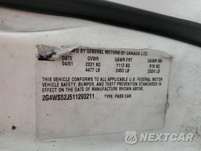 Zdjęcie 12 z 12 samochodu: 2001 BUICK CENTURY VIN:2G4WS52J511293211 - miniatura