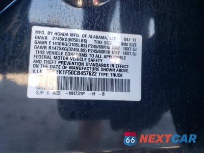 Zdjęcie 12 z 12 samochodu: 2012 HONDA RIDGELINE RTL VIN:5FPYK1F50CB457622 - miniatura