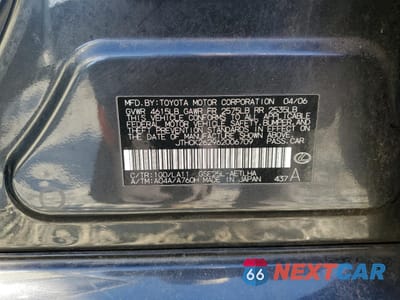 Zdjęcie 15 z 15 samochodu: 2006 LEXUS IS 250 VIN:JTHCK262962006709 - miniatura