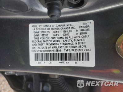 Zdjęcie 12 z 13 samochodu: 2017 HONDA CIVIC EX VIN:2HGFC2F89HH512892 - miniatura