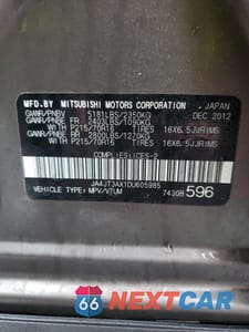 Zdjęcie 14 z 15 samochodu: 2013 MITSUBISHI OUTLANDER SE VIN:JA4JT3AX1DU605985 - miniatura