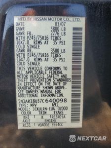 Zdjęcie 14 z 14 samochodu: 2007 NISSAN PATHFINDER LE VIN:5N1AR18U37C640098 - miniatura