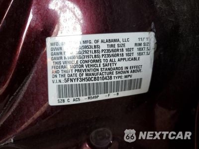 Zdjęcie 14 z 15 samochodu: 2012 HONDA PILOT EXL VIN:5FNYF3H50CB010438 - miniatura