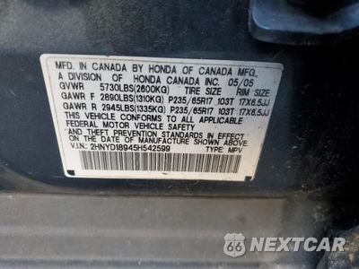 Zdjęcie 15 z 16 samochodu: 2005 ACURA MDX TOURING VIN:2HNYD18945H542599 - miniatura