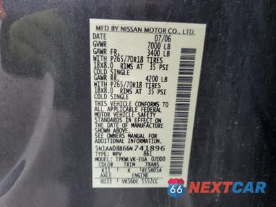 Zdjęcie 13 z 14 samochodu: 2006 NISSAN ARMADA SE VIN:5N1AA08B66N741896 - miniatura