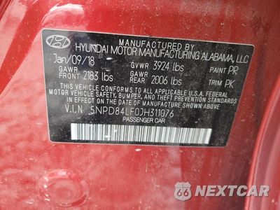 Zdjęcie 12 z 12 samochodu: 2018 HYUNDAI ELANTRA SEL VIN:5NPD84LF0JH311076 - miniatura