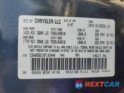 Zdjęcie 15 z 17 samochodu: 2008 DODGE DURANGO LIMITED VIN:1D8HB58218F103440 - miniatura