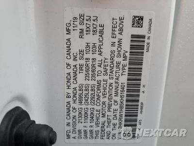 Zdjęcie 15 z 16 samochodu: 2019 HONDA CR-V EXL VIN:2HKRW1H85KH516401 - miniatura