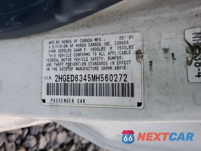 Zdjęcie 14 z 14 samochodu: 1991 HONDA CIVIC VIN:2HGED6345MH560272 - miniatura