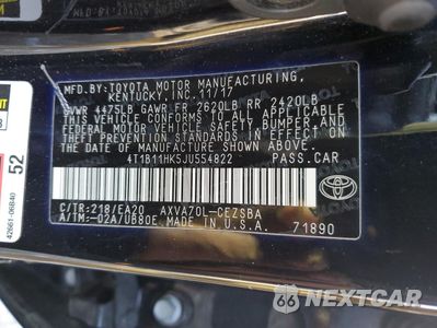 Zdjęcie 13 z 13 samochodu: 2018 TOYOTA CAMRY L VIN:4T1B11HK5JU554822 - miniatura
