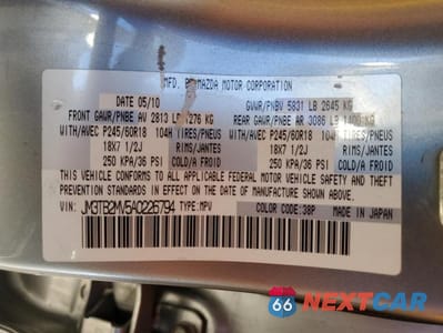 Zdjęcie 13 z 13 samochodu: 2010 MAZDA CX-9 VIN:JM3TB2MV5A0226794 - miniatura