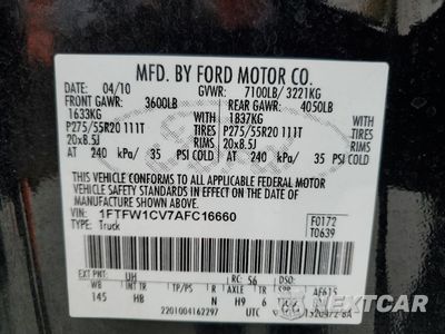 Zdjęcie 12 z 13 samochodu: 2010 FORD F150 SUPERCREW VIN:1FTFW1CV7AFC16660 - miniatura