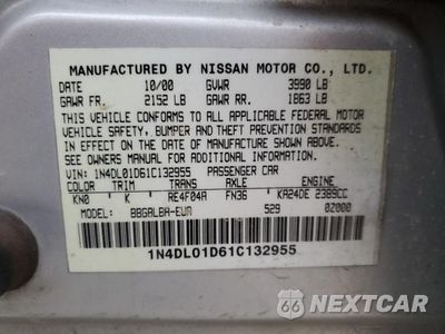 Zdjęcie 12 z 12 samochodu: 2001 NISSAN ALTIMA XE VIN:1N4DL01D61C132955 - miniatura