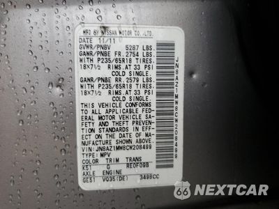 Zdjęcie 15 z 16 samochodu: 2012 NISSAN MURANO S VIN:JN8AZ1MW8CW208499 - miniatura