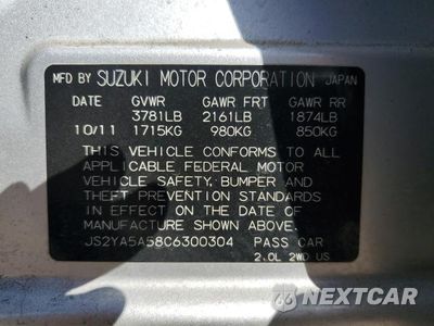Zdjęcie 12 z 12 samochodu: 2012 SUZUKI SX4 VIN:JS2YA5A58C6300304 - miniatura