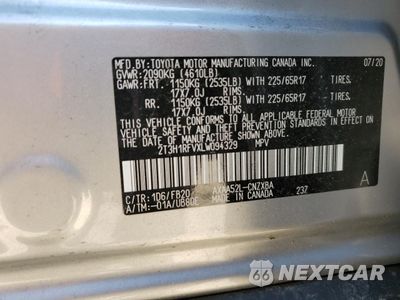 Zdjęcie 16 z 17 samochodu: 2020 TOYOTA RAV4 LE VIN:2T3H1RFVXLW094329 - miniatura
