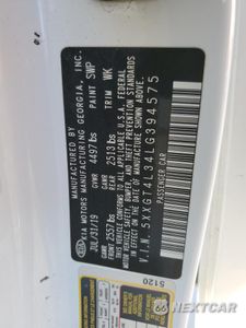 Zdjęcie 13 z 13 samochodu: 2020 KIA OPTIMA LX VIN:5XXGT4L34LG394575 - miniatura