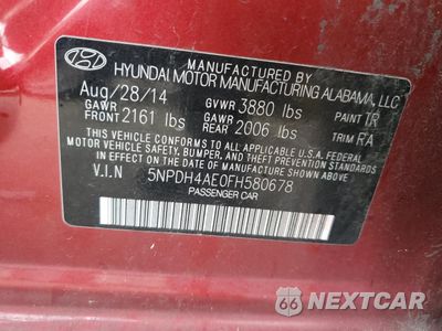 Zdjęcie 12 z 13 samochodu: 2015 HYUNDAI ELANTRA SE VIN:5NPDH4AE0FH580678 - miniatura