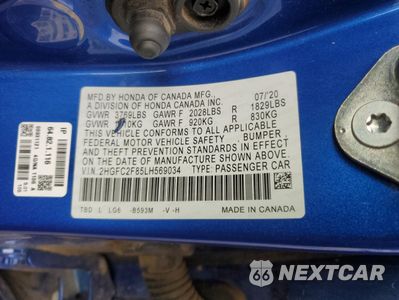 Zdjęcie 14 z 15 samochodu: 2020 HONDA CIVIC SPORT VIN:2HGFC2F85LH569034 - miniatura