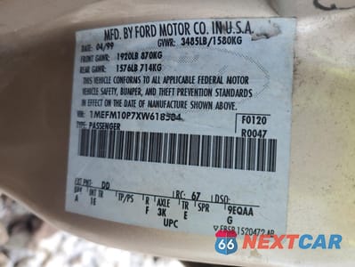 Zdjęcie 15 z 15 samochodu: 1999 MERCURY TRACER GS VIN:1MEFM10P7XW618584 - miniatura