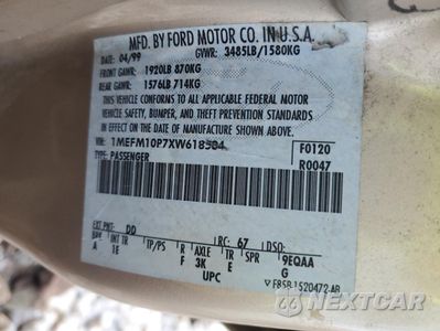 Zdjęcie 15 z 15 samochodu: 1999 MERCURY TRACER GS VIN:1MEFM10P7XW618584 - miniatura