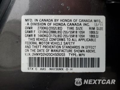 Zdjęcie 15 z 16 samochodu: 2012 ACURA MDX VIN:2HNYD2H20CH509203 - miniatura