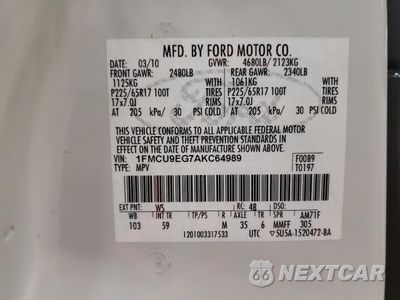 Zdjęcie 15 z 16 samochodu: 2010 FORD ESCAPE LIMITED VIN:1FMCU9EG7AKC64989 - miniatura