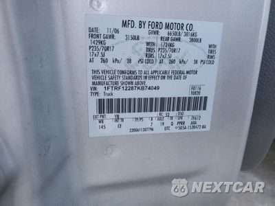 Zdjęcie 12 z 13 samochodu: 2007 FORD F150 VIN:1FTRF12287KB74049 - miniatura