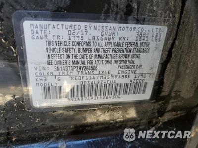 Zdjęcie 13 z 14 samochodu: 2017 NISSAN SENTRA S VIN:3N1AB7AP3HY284506 - miniatura