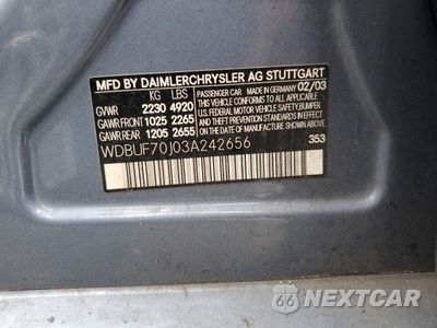 Zdjęcie 12 z 12 samochodu: 2003 MERCEDES-BENZ E 500 VIN:WDBUF70J03A242656 - miniatura