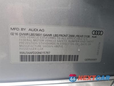 Zdjęcie 12 z 12 samochodu: 2016 AUDI A8 L QUATTRO VIN:WAU34AFD2GN015787 - miniatura