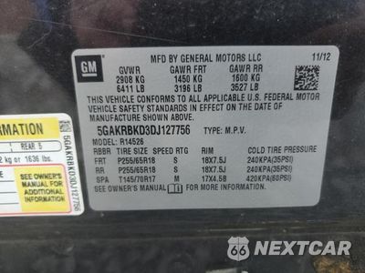 Zdjęcie 14 z 14 samochodu: 2013 BUICK ENCLAVE VIN:5GAKRBKD3DJ127756 - miniatura
